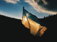 blue and yellow striped country flag