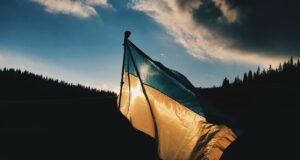 blue and yellow striped country flag