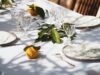 yellow fruit on white table cloth