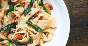 pasta dish on white plate