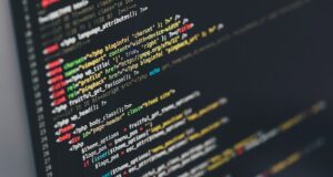 monitor showing Java programming
