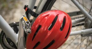 red and silver motorcycle handle bar