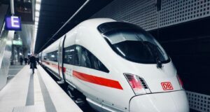 white and red DB train subway
