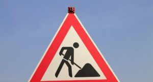 sign, marking, construction site