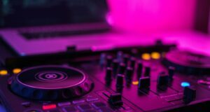 closeup photo of DJ mixer