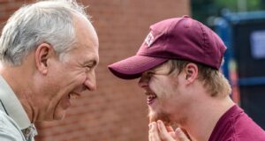 two man laughing at each other