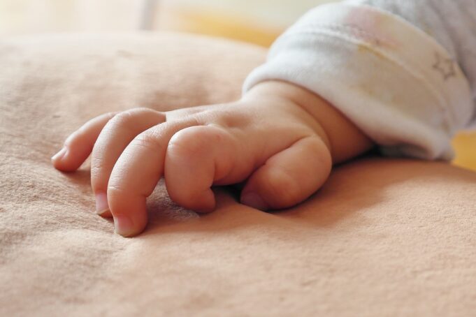 infant, hand, child