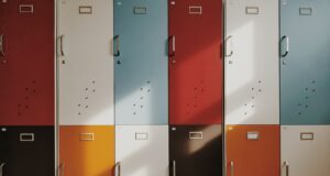 assorted-color lockers