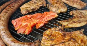 grilled meat on black grill