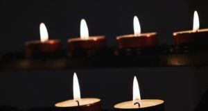 red candles with white candles