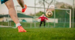 football, shot on goal, door husband