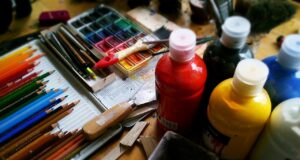 painting, pencils, paint