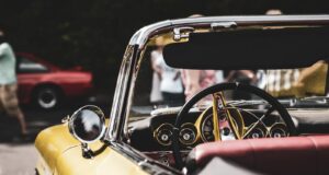 closeup photography of yellow coupe
