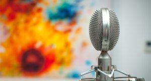 gray microphone in room