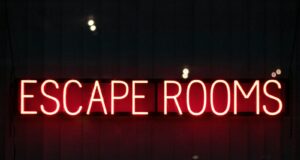 red escape rooms neon sign