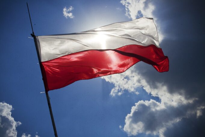 flag, blue sky, poland