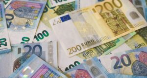 20 euro bill on white printer paper