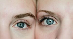 photo of woman's face reflection