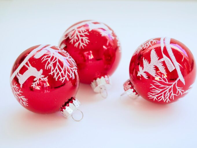 three red baubles