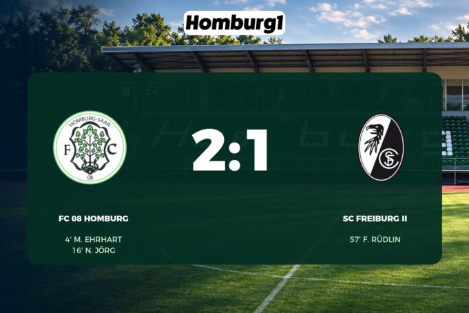 Spielbericht: FC 08 Homburg – SC Freiburg II Spielbericht: FC 08 Homburg – SC Freiburg II, Endstand 2:1